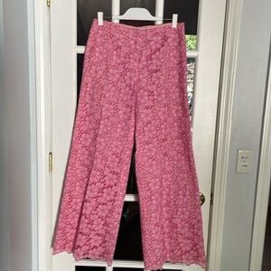 Vintage hard to find Lilly Pulitzer pink lace wide leg pants size10 white label